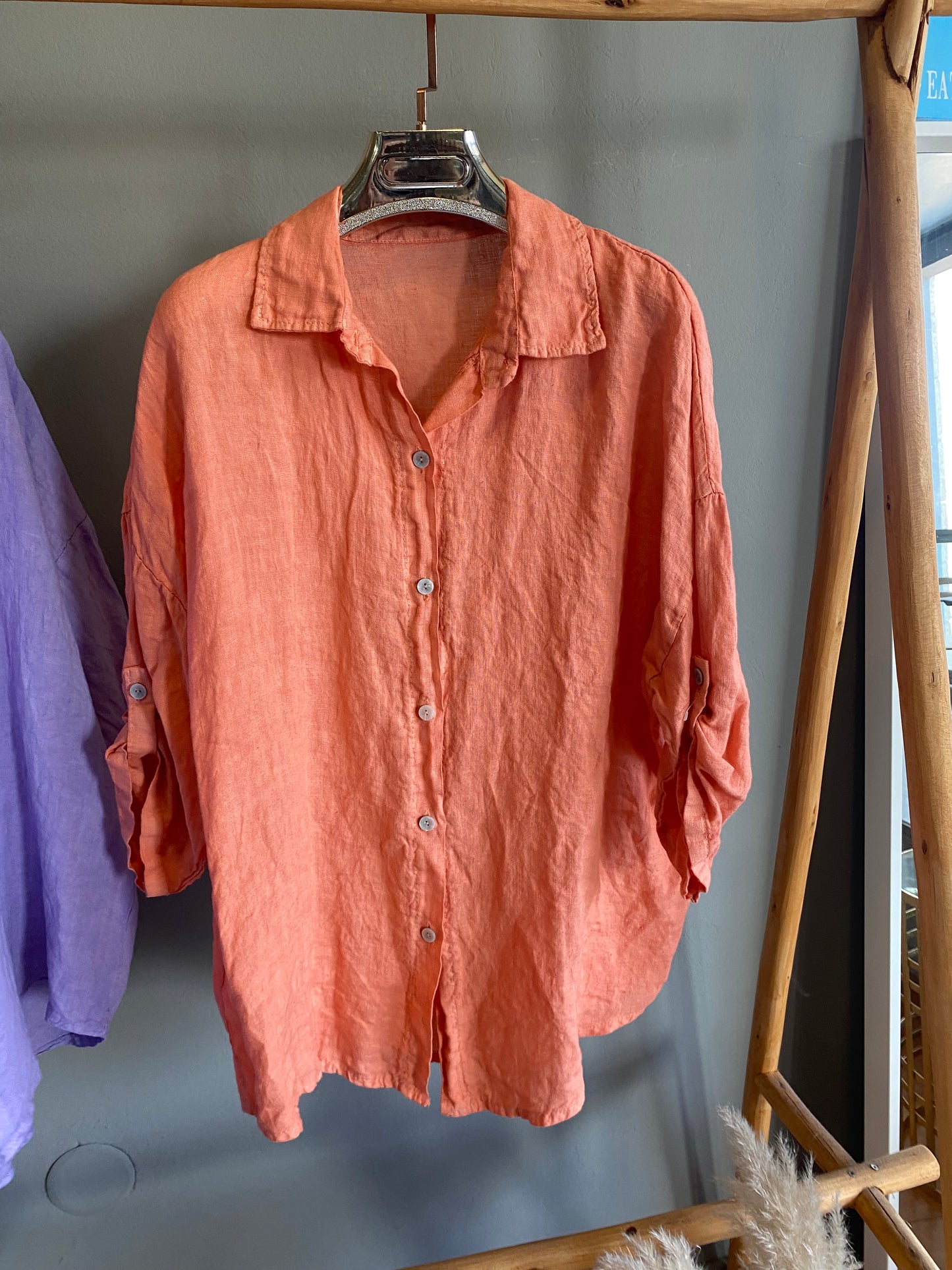Camisa Linho Laranja