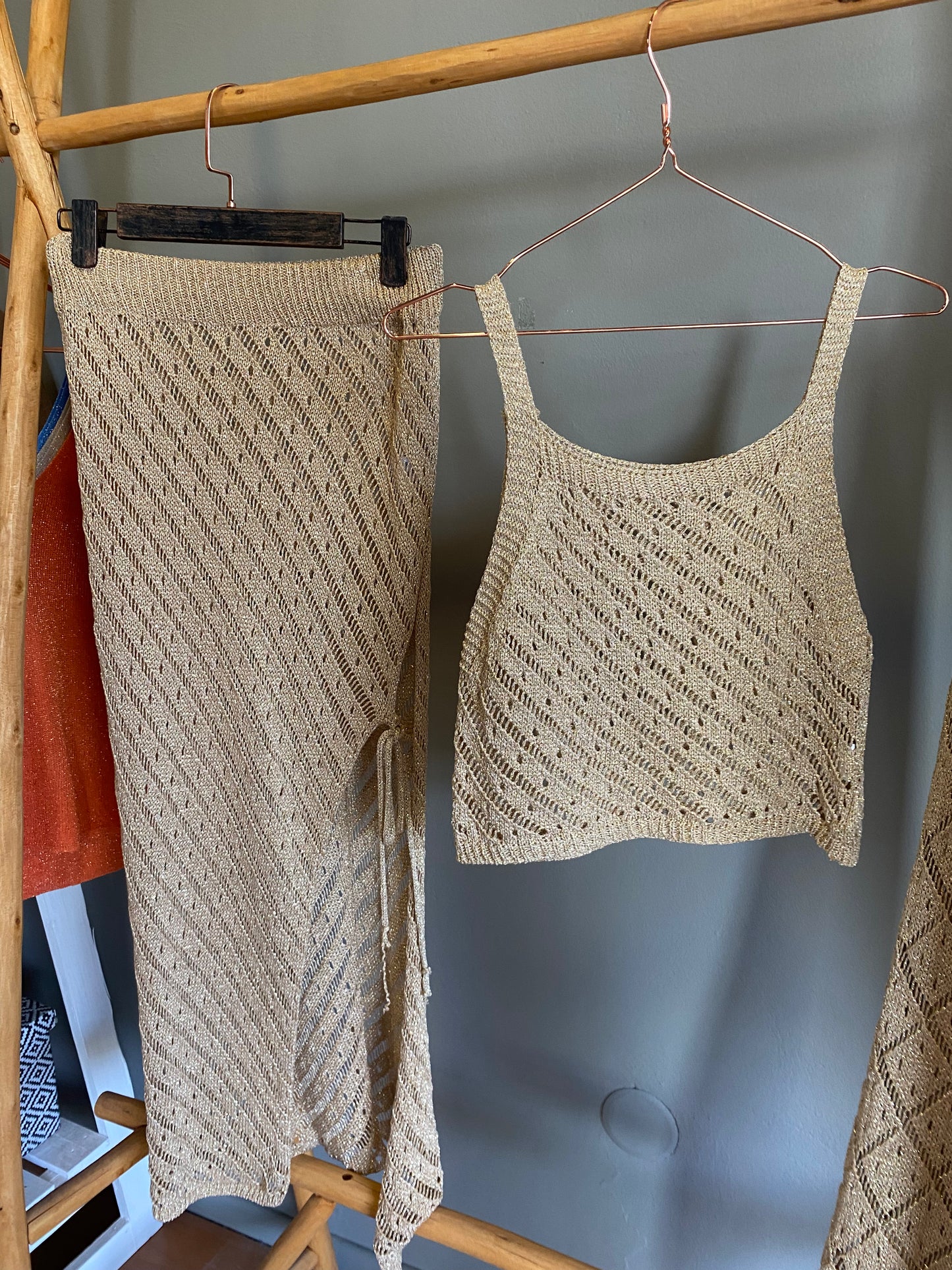 Conjunto Croché Dourado